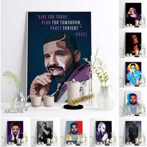 Rapper Singer Drake Music Poster Hip Hop Star Wall Art Print Picture Bar Pub Club Wall Stickers Home Decor Retro Canvas Painting