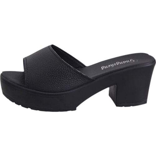 Casual Fashion Women Fashion High Heeled Platform Soft Ladies Wedges Flip Flop Sandals Sandals Rubber High-heeled Basic