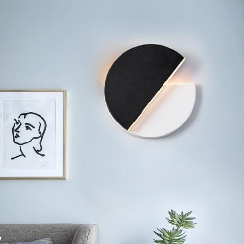 Modern LED Wall Lamp Living Room Lighting Home Decoration Wood Bedroom Nordic Wall Mouted Sconce Fixtures Round Bedside Lights
