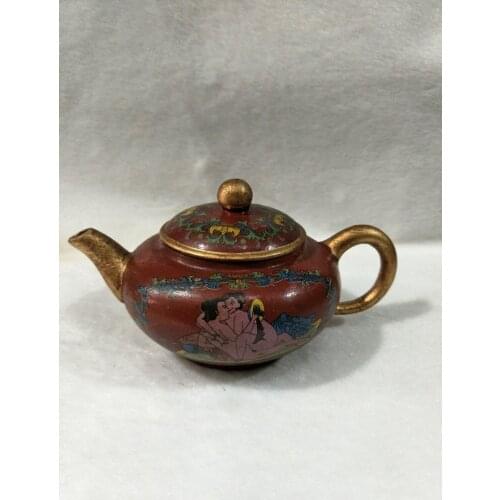 Old Chinese Handcraft Enameled YiXing Purple Clay (red stoneware) Teapot,Love,#047,with mark,Free shipping