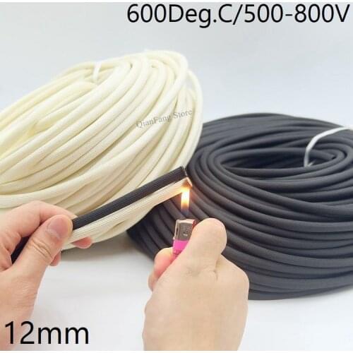 Dia 12mm Fiberglass Tube HTG Cable Sleeve Soft Chemical Fiber Glass Wire Wrap Protector Insulation High Temperature Pipe 600Deg