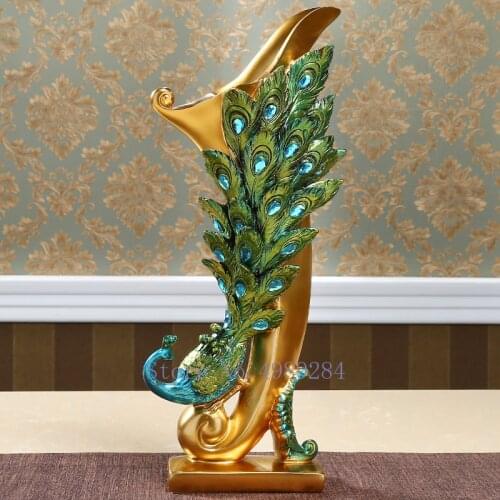 Creative Resin Peacock Gem Desktop Storage Modern Home Living Room Simulation Animal Sculpture Decorative Crafts Figurines