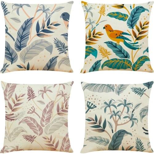 Zeroomade Forest Bird Cushion Covers Cotton Linen Leave Animal Throw Decorative Pillowcases Home Decor Pillow Covers 45x45cm