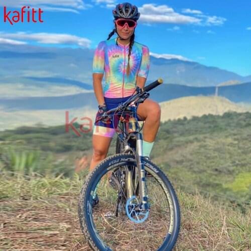 Kafitt macaquinho ciclismo feminino short-sleeved womens cycling wear suit stretch mountain bike cycling wear summer