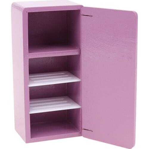 1:12 Dollhouse Miniature Purple Single Door Refrigerator Furniture Kitchen Or Dining Room Or Living Room Decoration Accessories