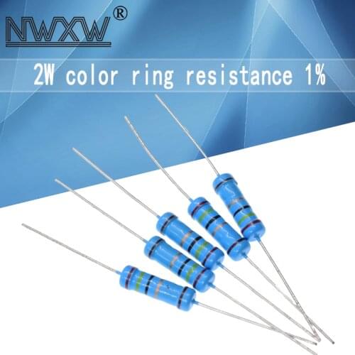 20pcs 2W Filme De Metal Resistor 1% 0 2.2 10 0.1R-1M 100R 120 150 220 270 R 330 390 470K 2.2K 4.7K 10 1K 1 15K 100K 470K M oh