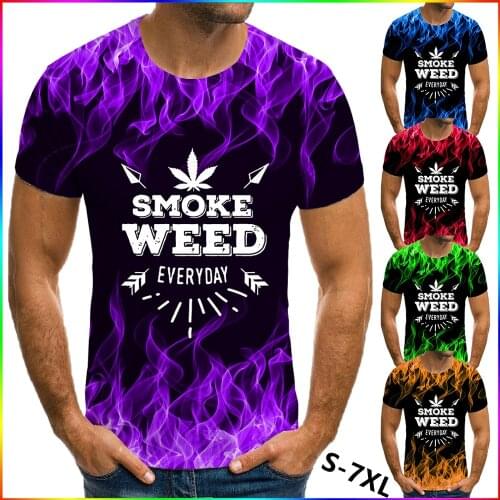 2021 New Arrive Popular Tobacco Weeds Cool Mens 3D O-Neck Fun Pattern Digital Printing Casual Fashion Short Sleeve T-shirt