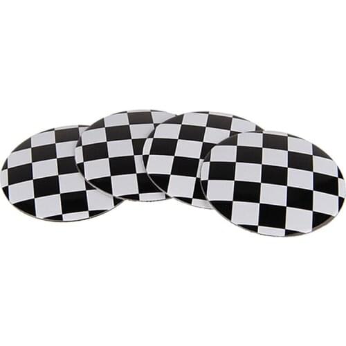 4pcs/set Black&white Plaid Pattern Alloy Car Wheel Center Hub Caps Sticker Car Wheel Stickers for BMW E36 E30 E60 Z4 E46 X1 X3 5