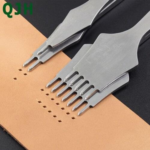 4 pieces/set of leather craft tool punching set stainless steel chisel stitching punching tool set 3mm/4mm hole spacing punching