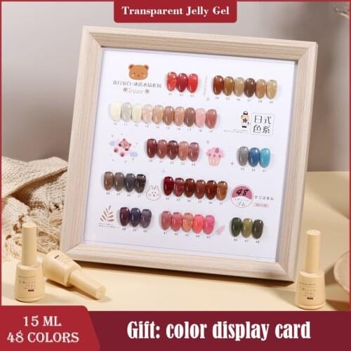 48 Color Gel Nail Polish Transparent Jelly Pink Gel Semi-transparent Soak Off UV Gel Varnish Nail Art Design Manicruing Nail Art