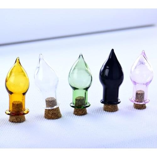 5pcs Colorful Lucky Glass Wishing Drift Bottle Jewelry DIY Necklaces And Keychain Parts