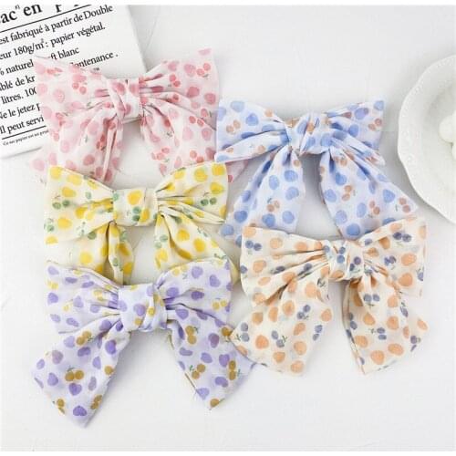 6 Inch Fruit Style Big Chiffon Bow Hair Clips for Women French Clip Spring Sweet Hairgrips Barrette Girls Women Hair Accessories