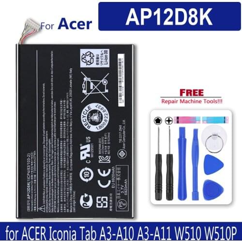 Tablet Battery AP12D8K for ACER Iconia Tab A3-A10 A3-A11 W510 W510P 3.7V 7300MAH 27WH with Track Code