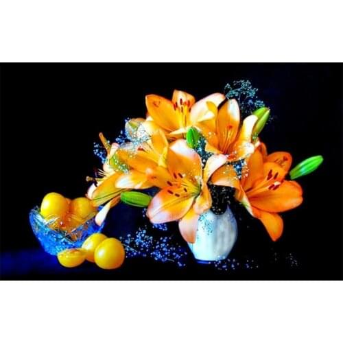 Diamond Mosaic Diy Diamond Embroidery Bottle Of Open And Bright Lilie Diamond Painting Cross Stitch Floral Rhinestone Decoration