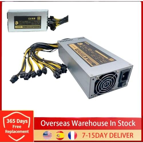 1600 to 2000W Mining Power Supply Miner Mining For ETH Rig Ethereum Miner S9 S7 L3 T1 2000W Active PFC Circuit