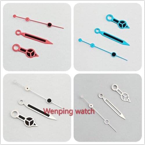 Watch hands red blue Silver with black ; hollow watch hands Fit mingzhu dg2813 ,miyota 8205, 8215,821A movement p863