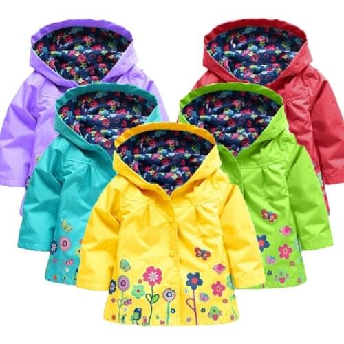 Baby Girls Flower Spring Autumn Jacket Coat Outerwear Children Kids Windbreaker Hoody Toddler Raincoat Clothing Bebes Outwear