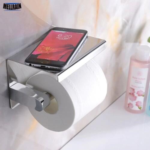 Bathroom chromed toilet paper holder top place things platform stainless steel mirror polishedwall mounted hardware