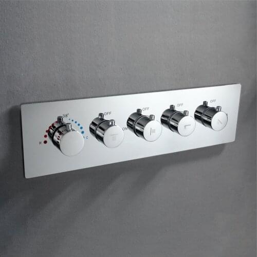 Bathroom Chrome Shower Controller Thermostatic Shower Faucets Vertical Wall Mounted Mixer Valve Brass Control Showerheads