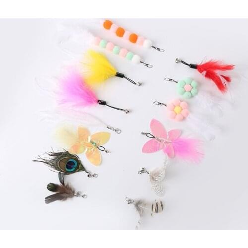 1PCS Cat Toy Feather Refill Cute DIY Cat Teaser Attachment Cat Wand Replacement Funny Exercise Playing Without the Stick