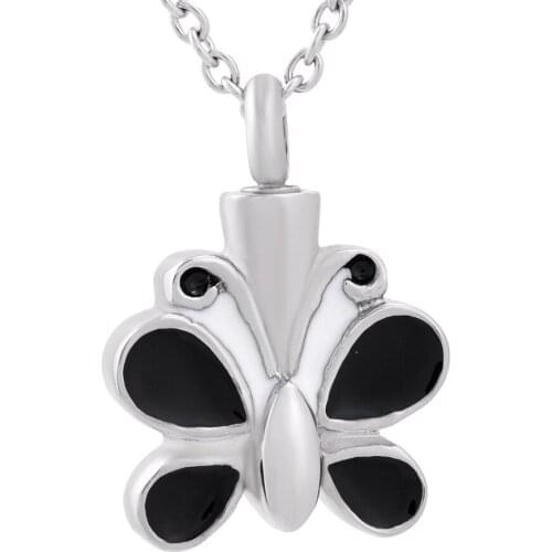 IJD9836 PET Ashes Jewelry Stainless Steel Butterfly Cremation Urn Necklace Keepsake Memorial Pendant With Free Filling Kits