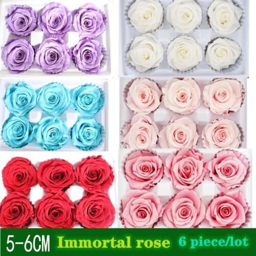 Class A 5-6CM Immortal Flower Rose Natural Artificial Dyed Dried Flowers Yunnan Dried Flowers Gift Box Packing 6 Flowers Per Box