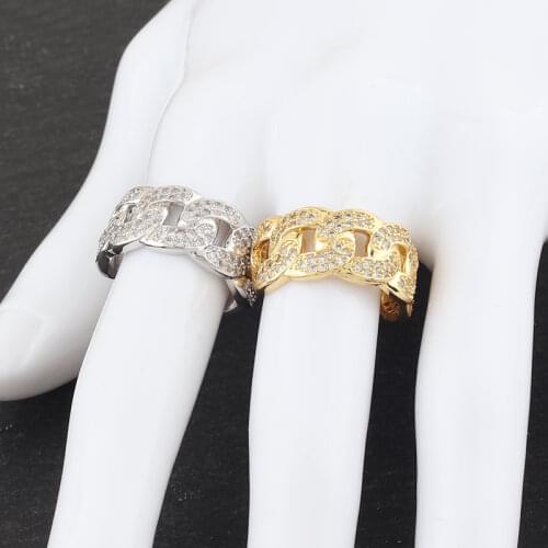 HIP Hop Classic CZ Cuban Prong Ring Gold Silver Color Iced Out Zircon Charm Ring For Men Women Jewelry