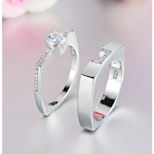 925 Silver Luxury Female Two Color White Zircon Ring Set Crystal Bridal Ring Wedding Jewelry Promise Engagement Rings For Women