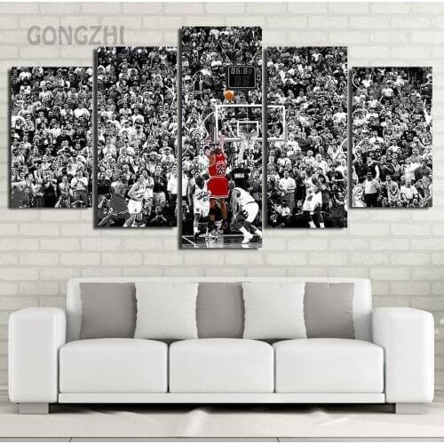 Five-Piece Canvas Painting Sports Wall Art Poster Michael Jordan Modular Pictures and Prints Home Decor Boy Room Frameless Mural