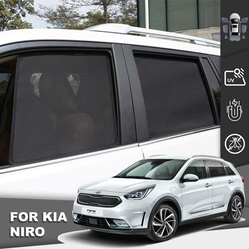 For Kia NIRO Sunshade Car Windshield Uv Protection Magnetic Front Black Folding Window Mesh Auto Door Blackout Frame Curtains