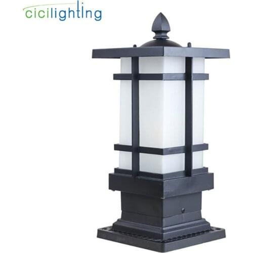 Matte Black Outdoor Pathway Pillar Lights, LED Lawn Lamp, Waterproof Landscape Walkway E27 Bulb Patio Garden Yard Post Lamp