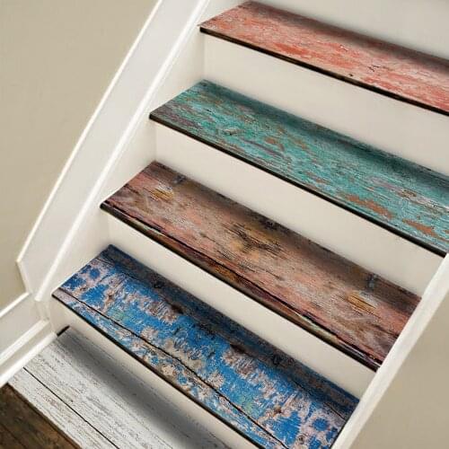 Funlife 21x100cmx7pcs Multi-colored wooden Self adhesive Kitchen Bathroom Sticker Stair Decals Waterproof DIY Home Wall Sticker