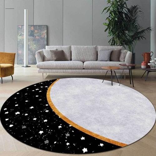 Fashion Modern Night Sky Star Hour Black Grey Living Room Bedroom Basket Chair Circular Mat Carpet CustomizationCustom Size
