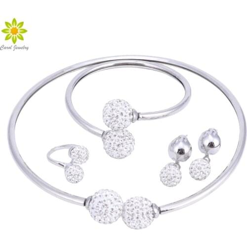 Fashion African Jewelry Sets Silver Color Crystal Wedding Women Bridal Accessories Nigerian Woman Wedding Party Jewelry