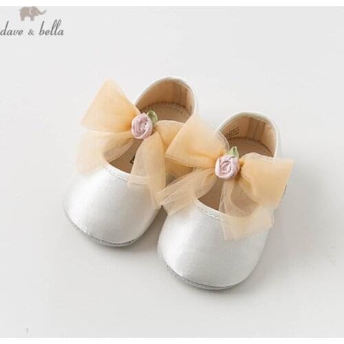 DB12877 Dave Bella baby girls soft first walkers baby brand shoes bow-knot