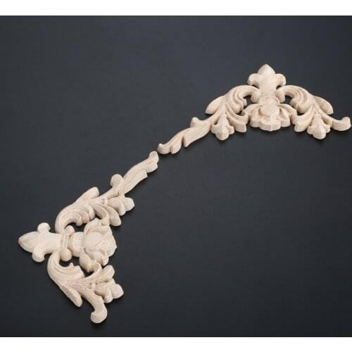 2pcs/1Pair 11x8cm Woodcarving Corner Decal Corners Left+right European 3D Flower Furniture Living Room Decor Unpainted Applique