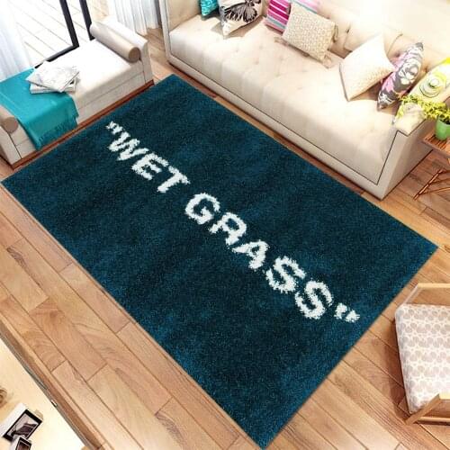 Wet Grass Blue Pattern Non Slip Area Carpet, Modern Rug, Corridor Carpet, 3d Print Carpet, Kids Room Rugs,Arts Rug