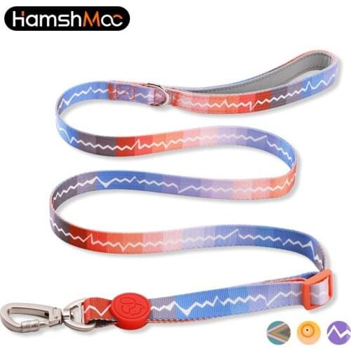 HamshMoc Adjustable Dog Leash Nylon Striped Padded Pet Carabiner Dog Lead Leash For Small Large Dogs French Bulldog Correa Perro
