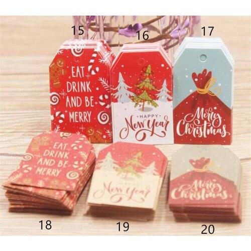 New 50set/lot 5*3cm 100 pcs/set Merry Christmas Tags Kraft Paper Card Gift Label Tag DIY Hang Tags Gift Wrapping Decor Gift Card
