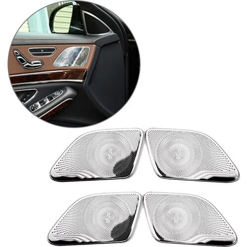 NEW-For Mercedes Benz S Class W222 2014-2018 Stainless Steel Car Door Inner Speaker Audio Horn Cover Trim Accessories
