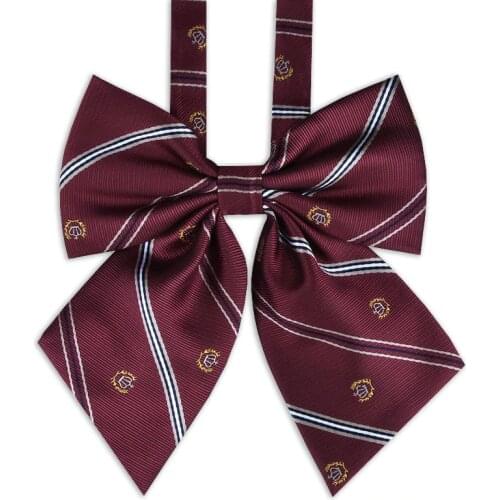 JK Bow Tie Striped Solid Uniform Collar Butterfly Cravat Japanese High School Girls Students Preppy Chic Free of Tying a Knot