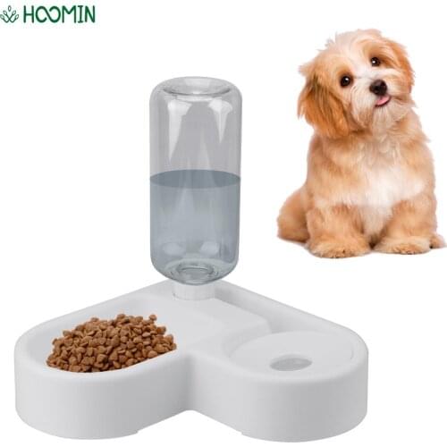 500ml Plastic Pet Drinking Bottle Dog Cat Feeder Bowl Wall Corner Save Space Pet Dog Bowl Automatic Water Double Bowls Feeder