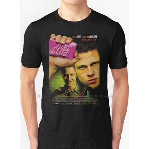 Fight Club Movie Poster T Shirt 100% Pure Cotton Fight Club Movie Brad Pitt Edward Norton Cult Film Retro Vintage Creative