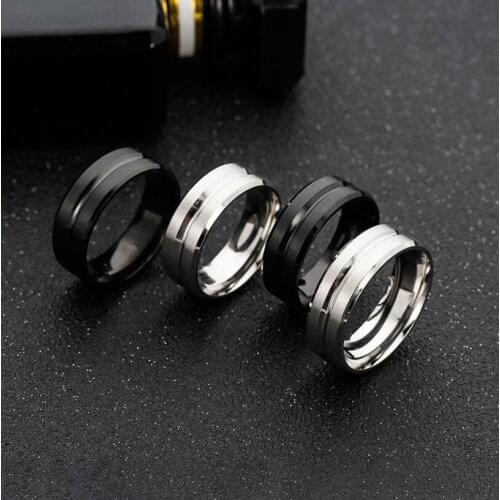 Simple Stainless Steel Black Rhodium Plated Groove Frosted Mens finger rings Jewelery US6/7/8/9/10/11/12/13 one piece y1539
