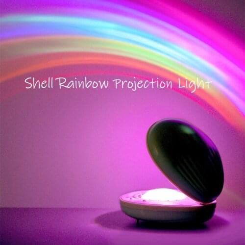 Shell Rainbow Projection Lamp Colorful Romantic Dream Bedside Night Light Atmosphere Photo Light Birthday Gift