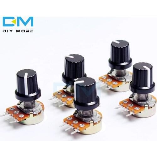 10 PCS Lot 3 WH148 Rotary Potentiometer 1K 5K 10K 20K 50K 100K 500K Ohm Linear Taper 3 Pin Potentiometer for Arduino With Cap