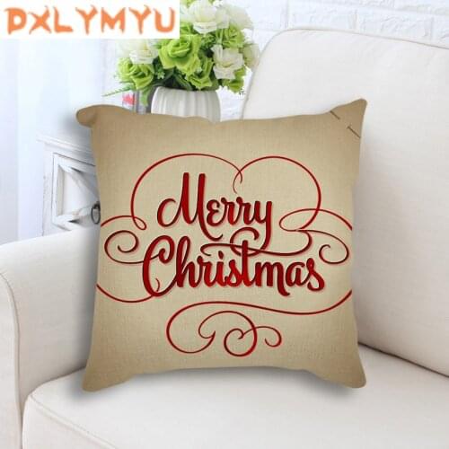 Christmas Cushion Pillow Sofa Decoration Throw Pillow Lumbar Pillow Xmas Tree Print Cushion Linen Cotton Pillowcase Home Decor