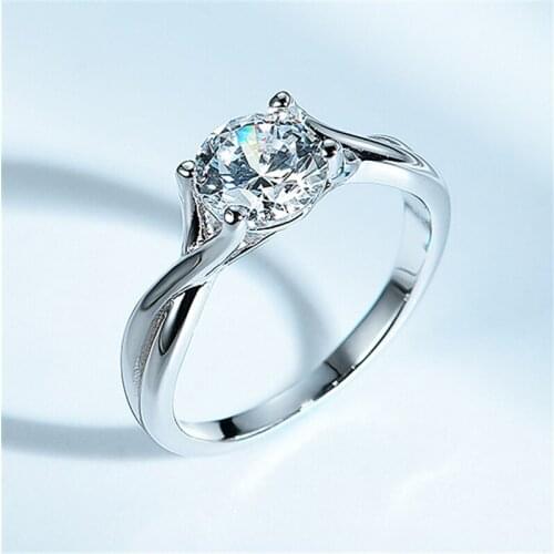 DY 925 Sterling Silver Ring Round 7.0mm Clear Cubic Zirconia Solitaire Infinity Eternity Lovely Ring For Wedding Fine Jewelry