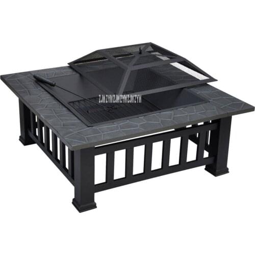 SP-FPT039 American Style Multifunctional Outdoor Barbecue Table Iron Grill Table Courtyard Villa Fire Pit Backyard BBQ Brazier