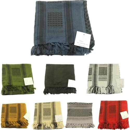 Men Women Military Tactical Keffiyeh Shemagh Arab Scarf Shawl Neck Cover Head Wrap Blue 100% Cotton Winter Scarves